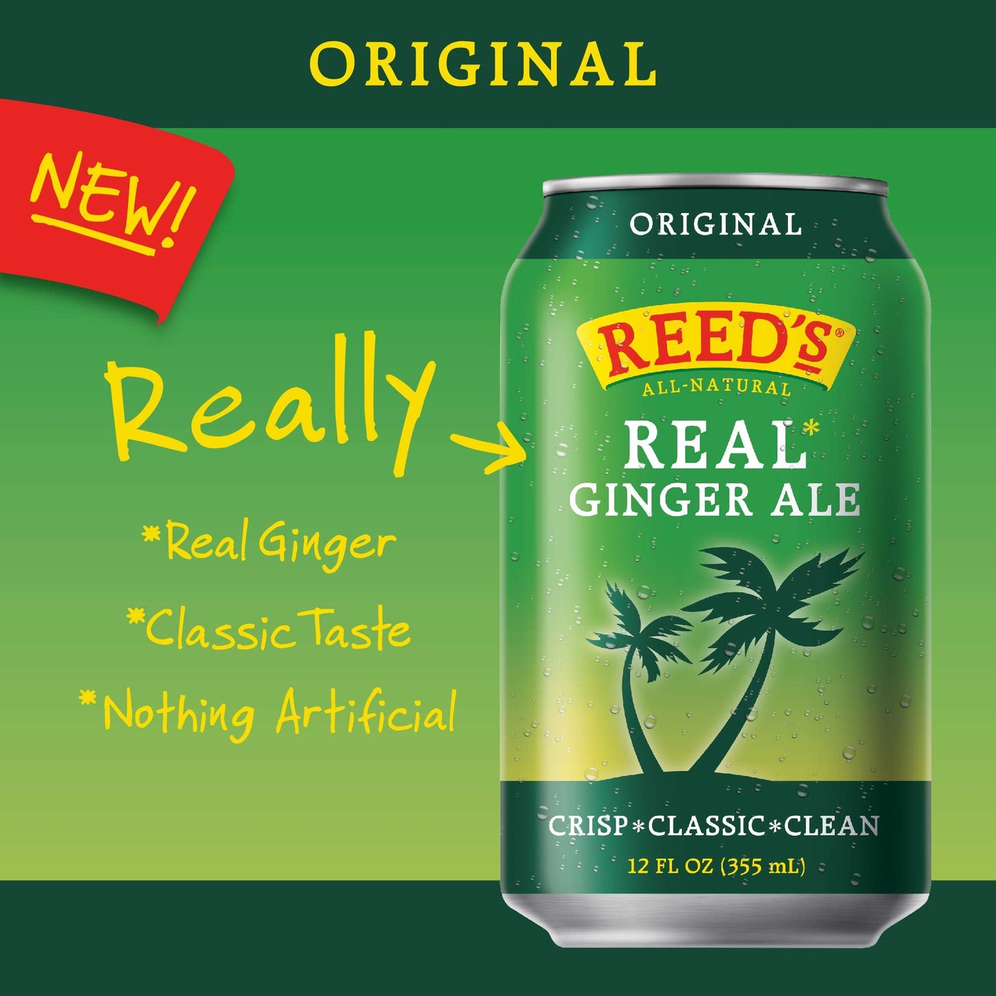 Product image of Reed's Real Ginger Ale All-Natural Classic Ginger Ale Made Real Ginger - cans 12 oz 12 oz Pack of 8