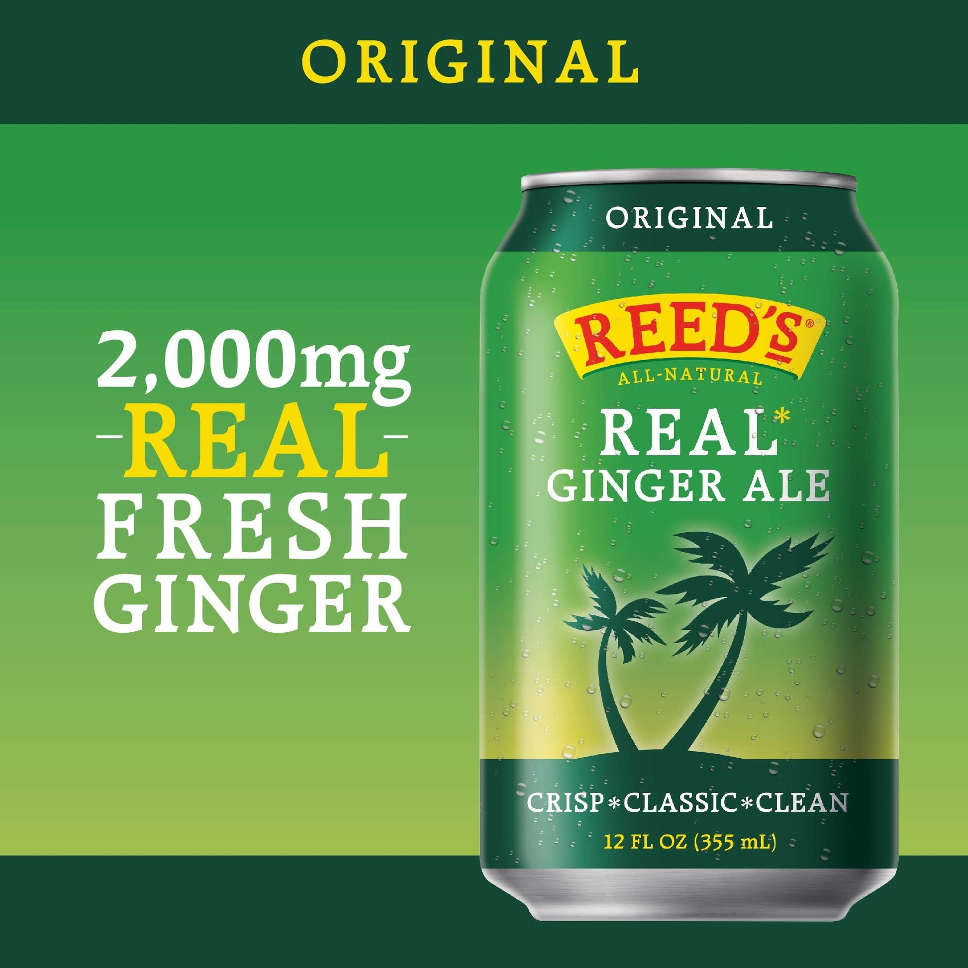 Product image of Reed's Real Ginger Ale All-Natural Classic Ginger Ale Made Real Ginger - cans 12 oz 12 oz Pack of 8