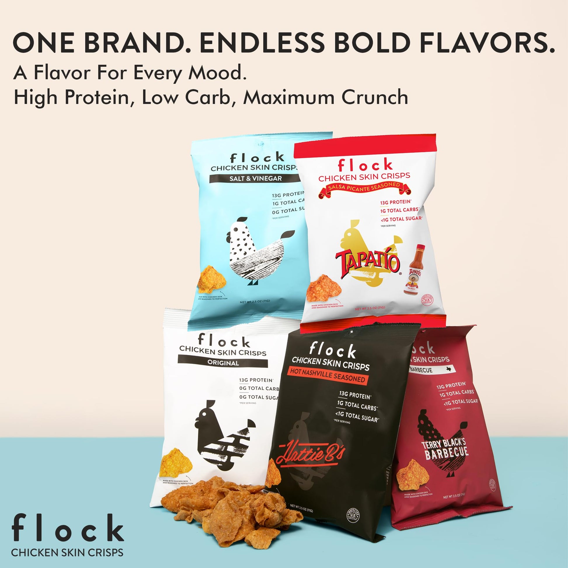 Product image of Flock Keto Chicken Skin Chips Original Flavor Low Carb High Protein Gluten-Free 1 oz 1 oz Pack of 8