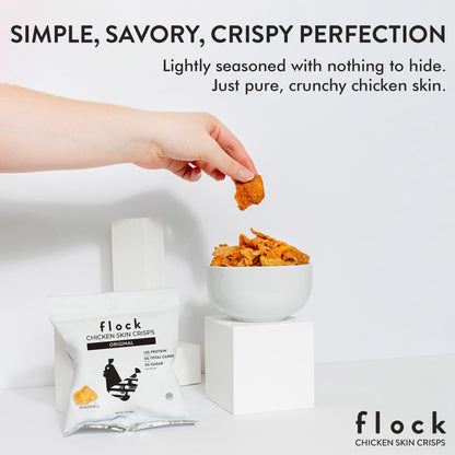Product image of Flock Keto Chicken Skin Chips Original Flavor Low Carb High Protein Gluten-Free 1 oz 1 oz Pack of 8