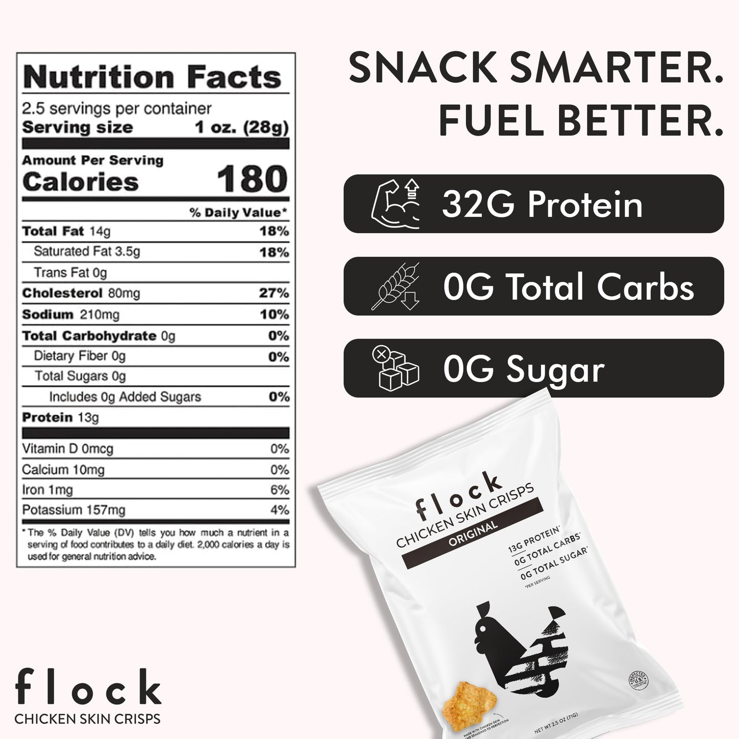 Product image of Flock Keto Chicken Skin Chips Original Flavor Low Carb High Protein Gluten-Free 1 oz 1 oz Pack of 8