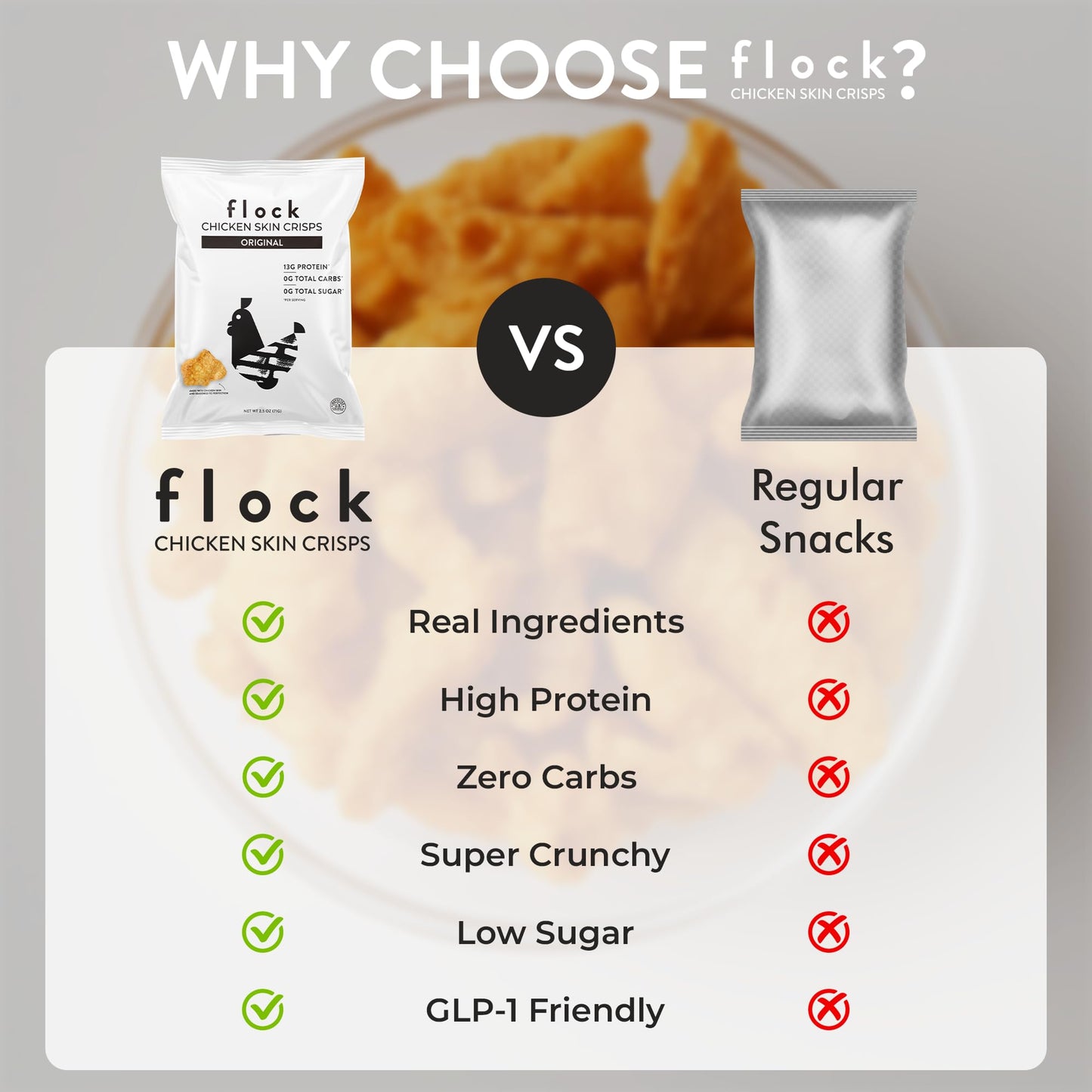 Product image of Flock Keto Chicken Skin Chips Original Flavor Low Carb High Protein Gluten-Free 1 oz 1 oz Pack of 8