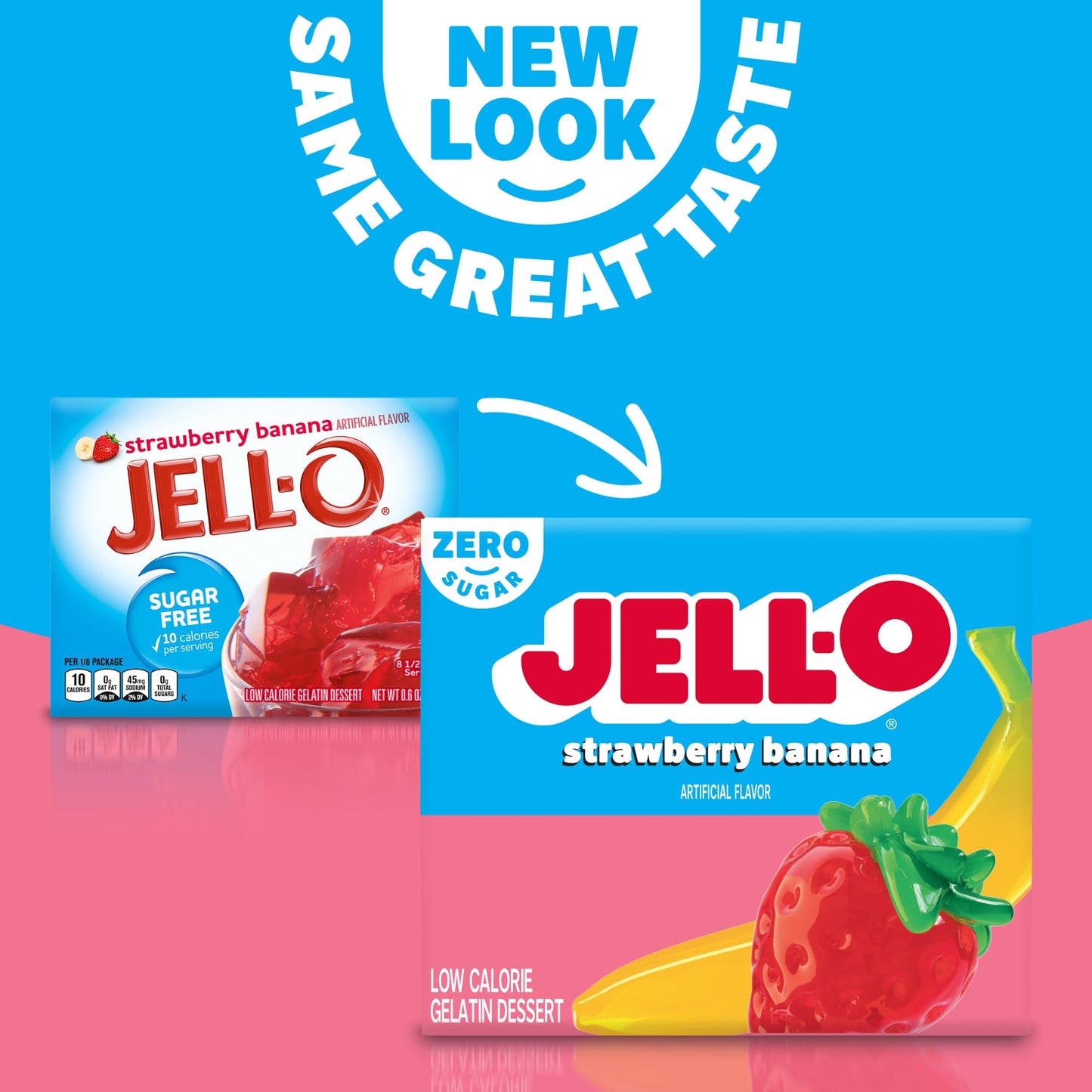 Product image of Jell-O Sugar-Free Gelatin Dessert Strawberry Banana 0.3 oz 0.3 oz Pack of 4
