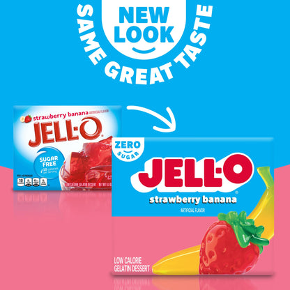 Product image of Jell-O Sugar-Free Gelatin Dessert Strawberry Banana 0.3 oz 0.3 oz Pack of 4