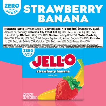 Product image of Jell-O Sugar-Free Gelatin Dessert Strawberry Banana 0.3 oz 0.3 oz Pack of 4