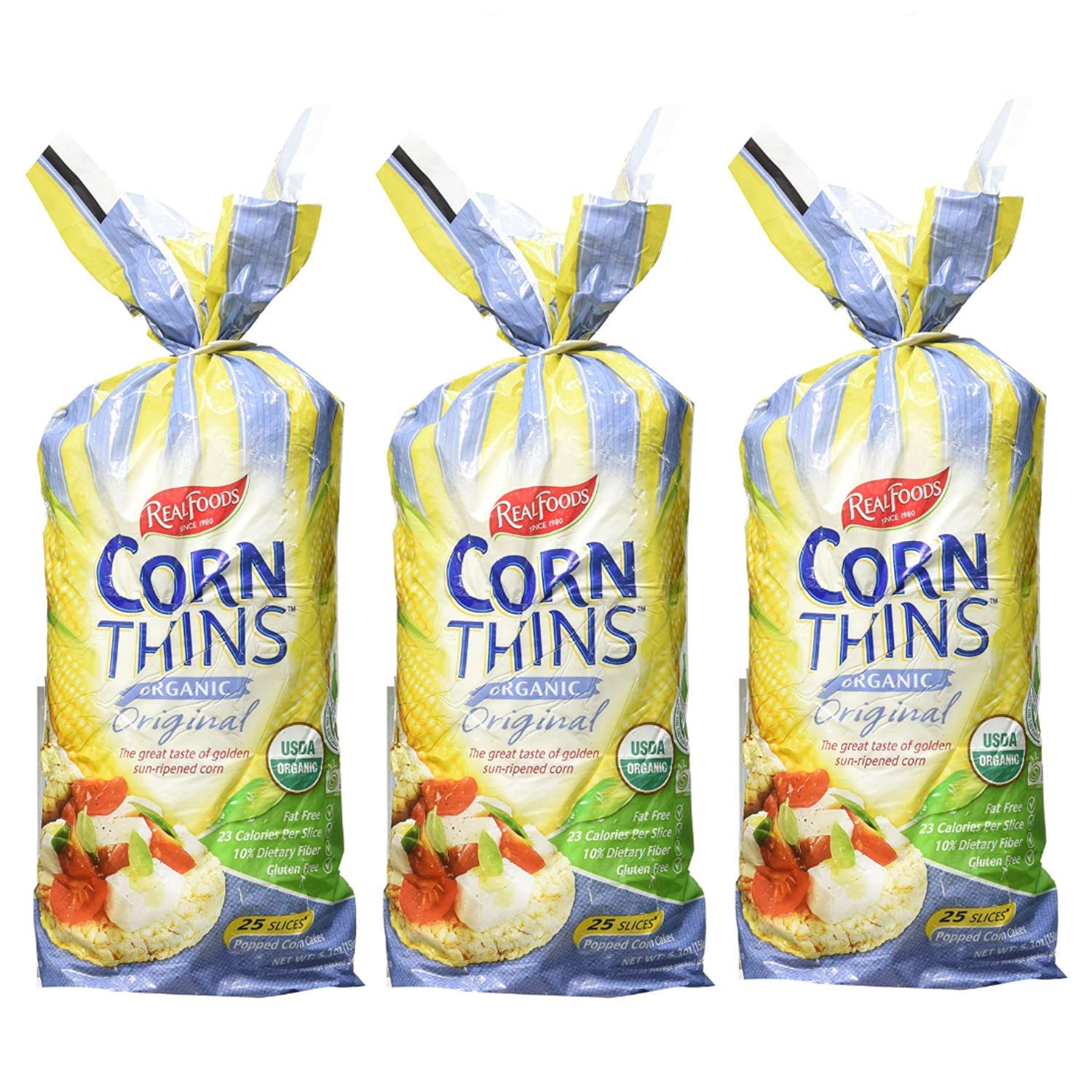 Product image of Real Foods Organic Original Corn Thins Corn Cakes USDA Organic Golden Sun-Ripened Snack Food 5.3 oz 5.3 oz