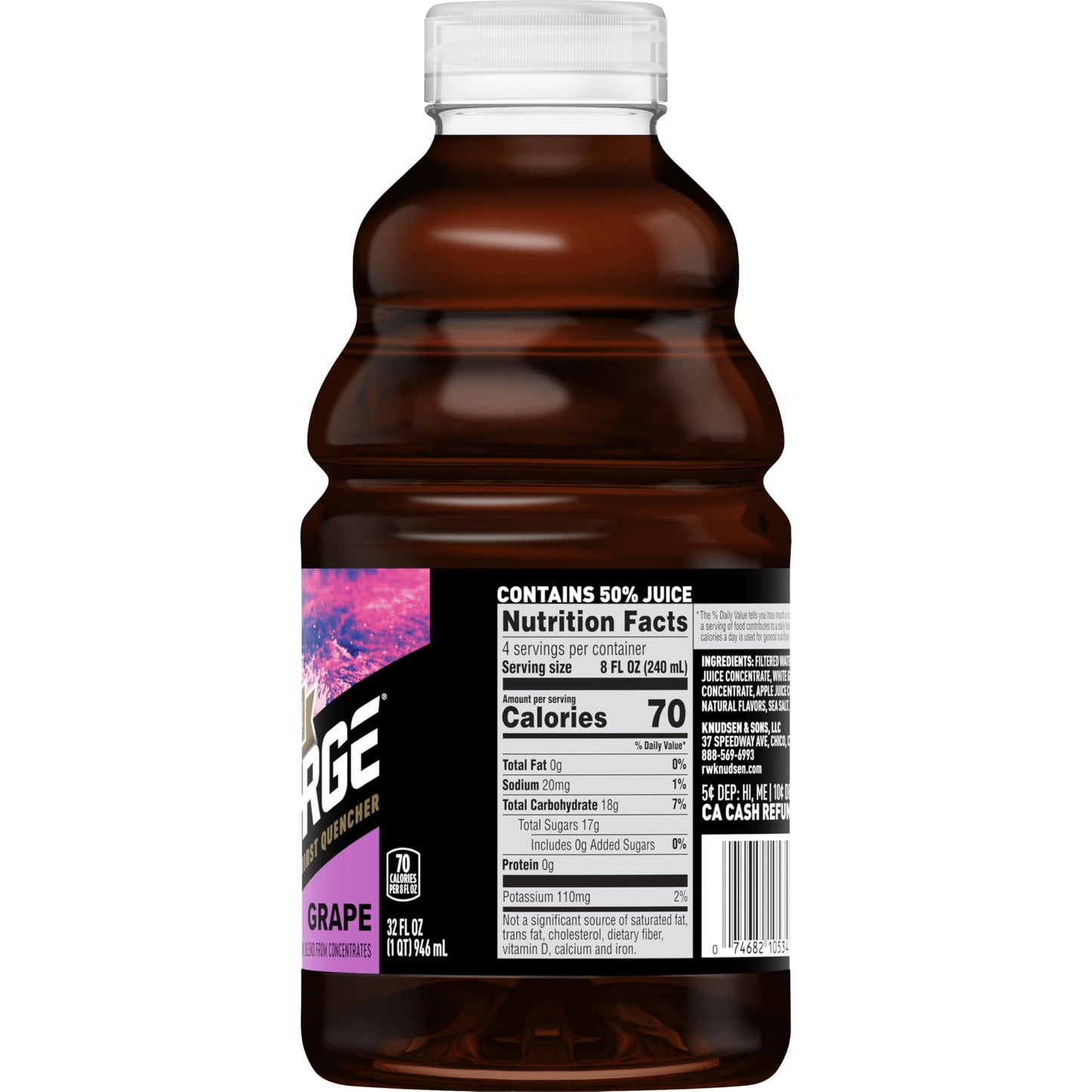 Product image of R.W. Knudsen Recharge Grape Sports Drink Electrolytes 32 fl oz 32 fl oz Pack of 6