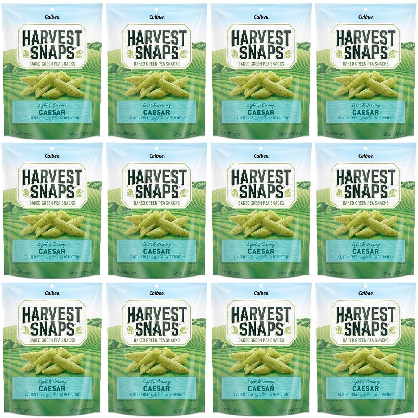 Product image of HARVEST SNAPS Green Pea Snack Crisps Caesar Plant-based Baked Gluten-Free 3.3 oz 3.3 oz Pack of 12