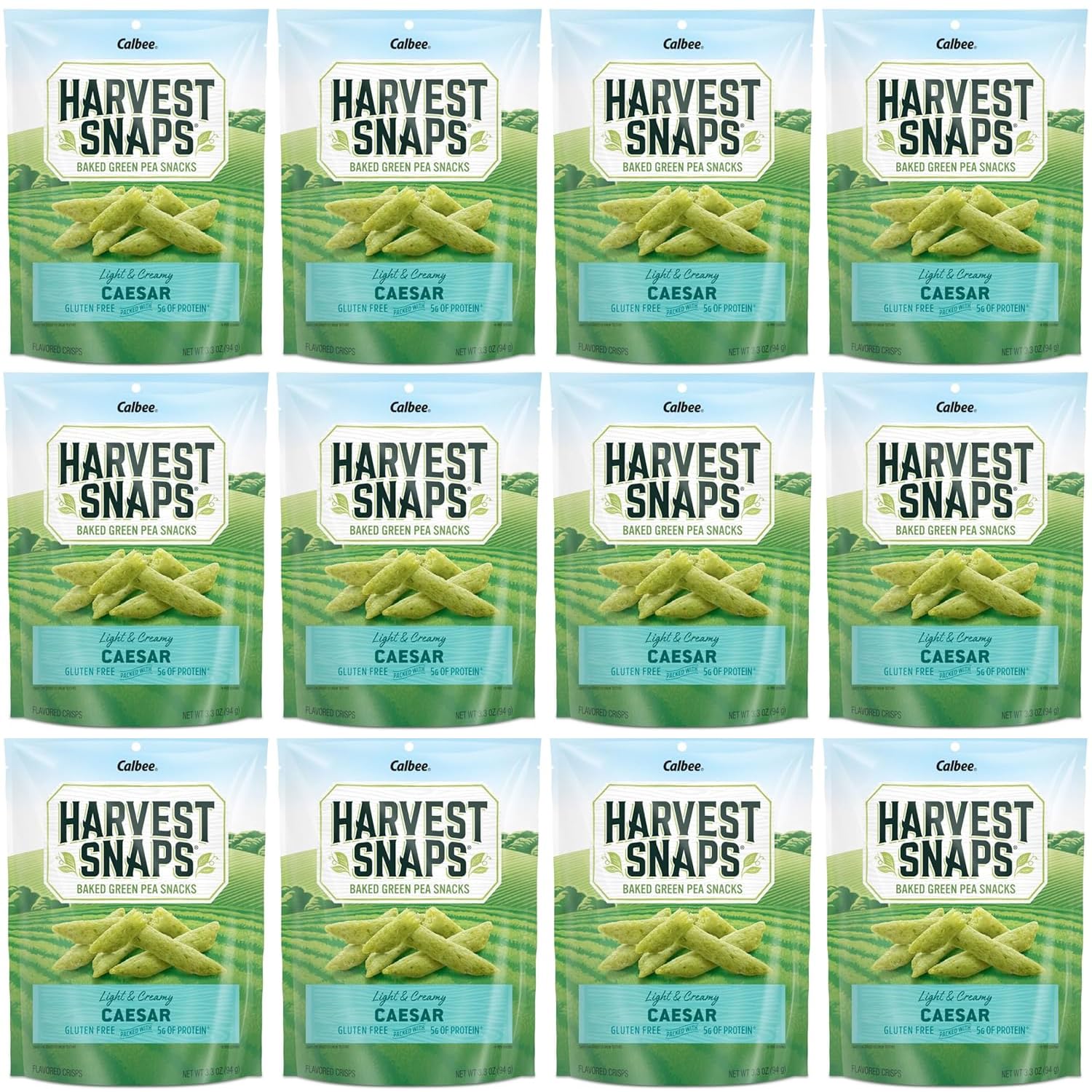 Product image of HARVEST SNAPS Green Pea Snack Crisps Caesar Plant-based Baked Gluten-Free 3.3 oz 3.3 oz Pack of 12