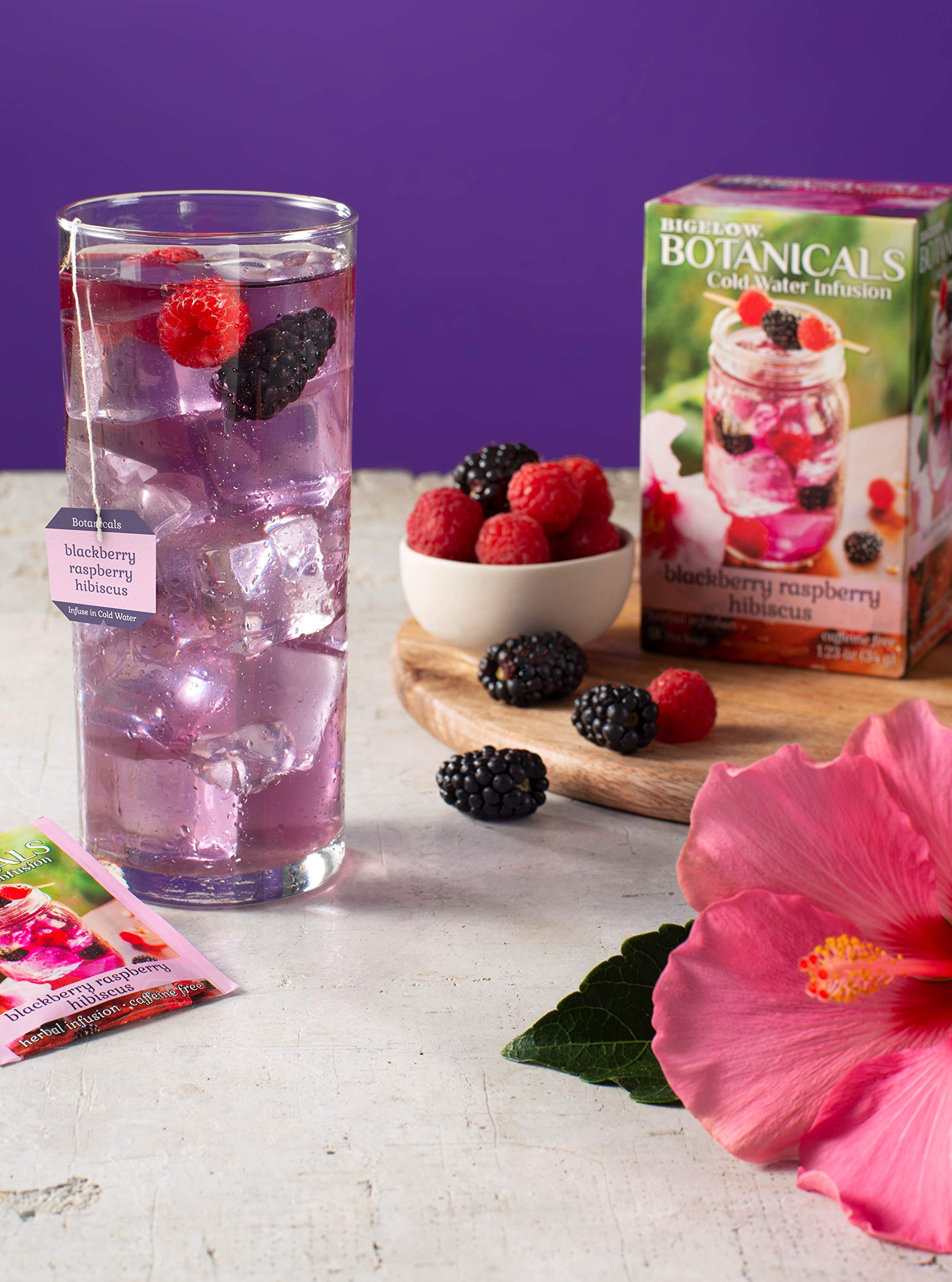 Product image of Bigelow Tea Botanicals Cold Water Infusion Blackberry Raspberry Hibiscus Herbal Tea Caffeine Free 18 ct Box