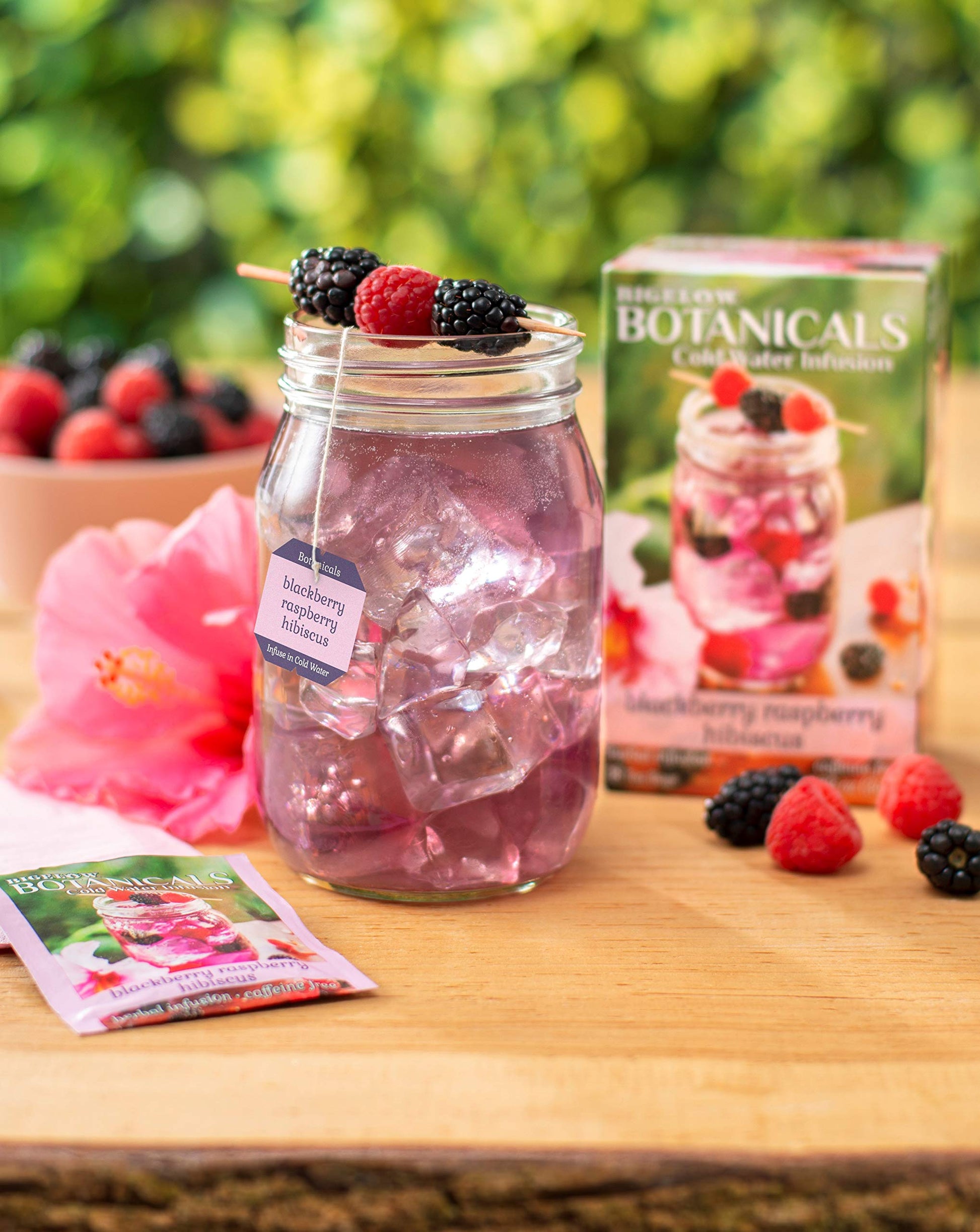 Product image of Bigelow Tea Botanicals Cold Water Infusion Blackberry Raspberry Hibiscus Herbal Tea Caffeine Free 18 ct Box