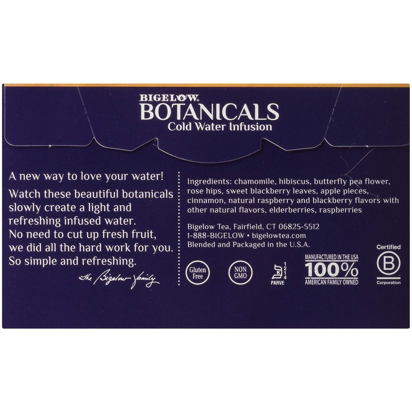 Product image of Bigelow Tea Botanicals Cold Water Infusion Blackberry Raspberry Hibiscus Herbal Tea Caffeine Free 18 ct Box