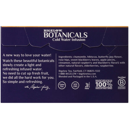 Product image of Bigelow Tea Botanicals Cold Water Infusion Blackberry Raspberry Hibiscus Herbal Tea Caffeine Free 18 ct Box