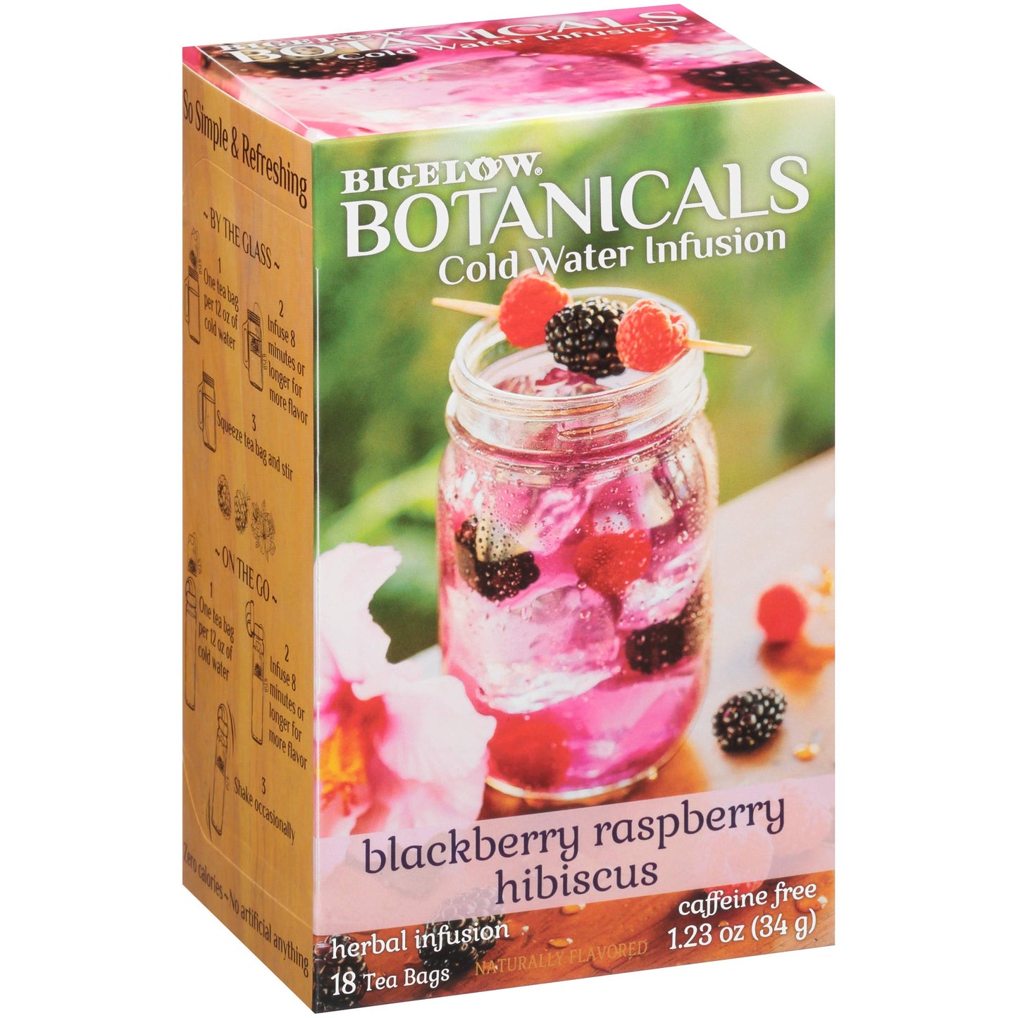 Product image of Bigelow Tea Botanicals Cold Water Infusion Blackberry Raspberry Hibiscus Herbal Tea Caffeine Free 18 ct Box