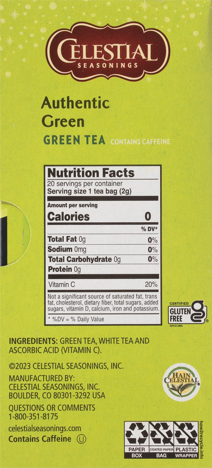 Product image of Celestial Seasonings Green Tea Authentic Contains Caffeine 20 Tea Bags Pack of 6