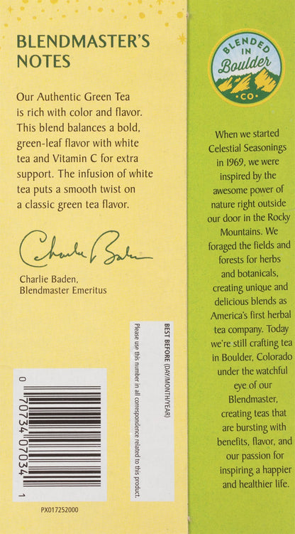 Product image of Celestial Seasonings Green Tea Authentic Contains Caffeine 20 Tea Bags Pack of 6