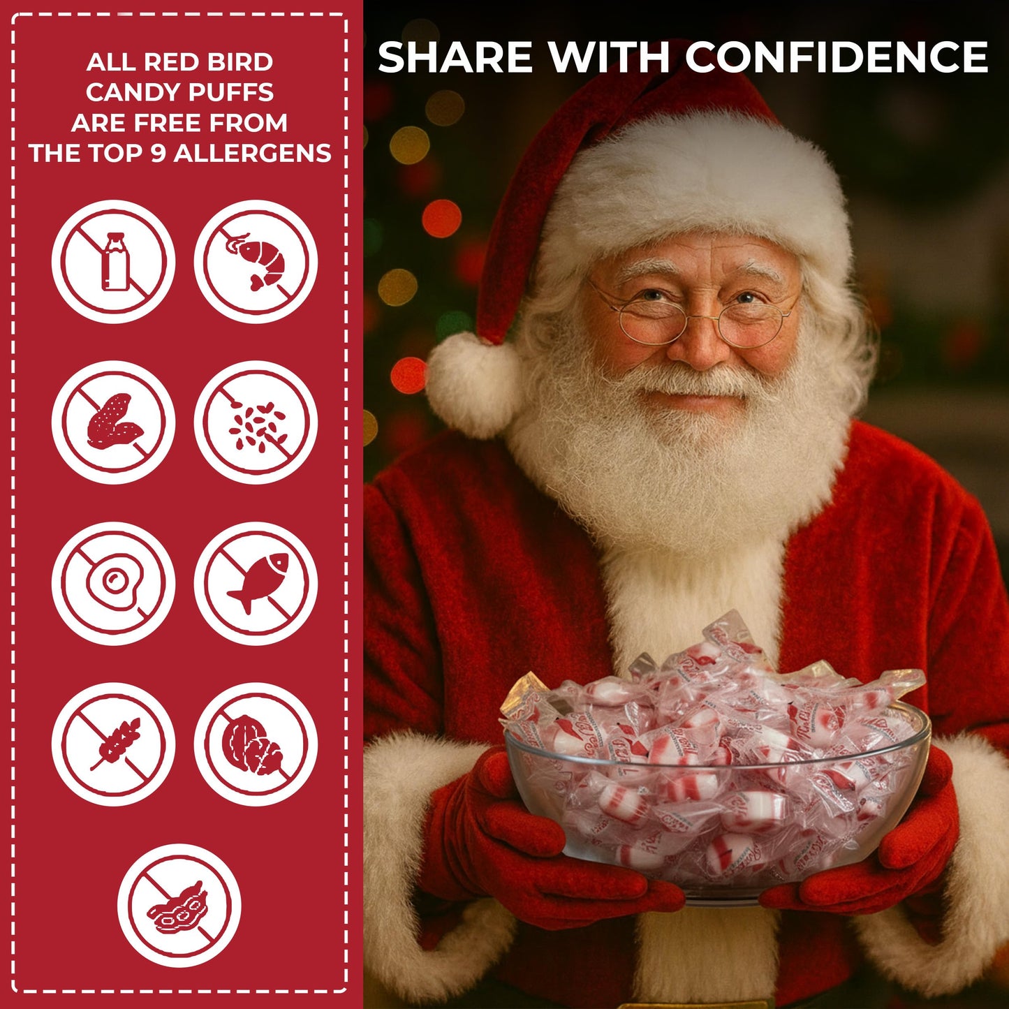 Product image of Red Bird Soft Peppermint Puffs Christmas Candy Individually Wrapped Tub Perfect for Stocking Stuffers 18 oz