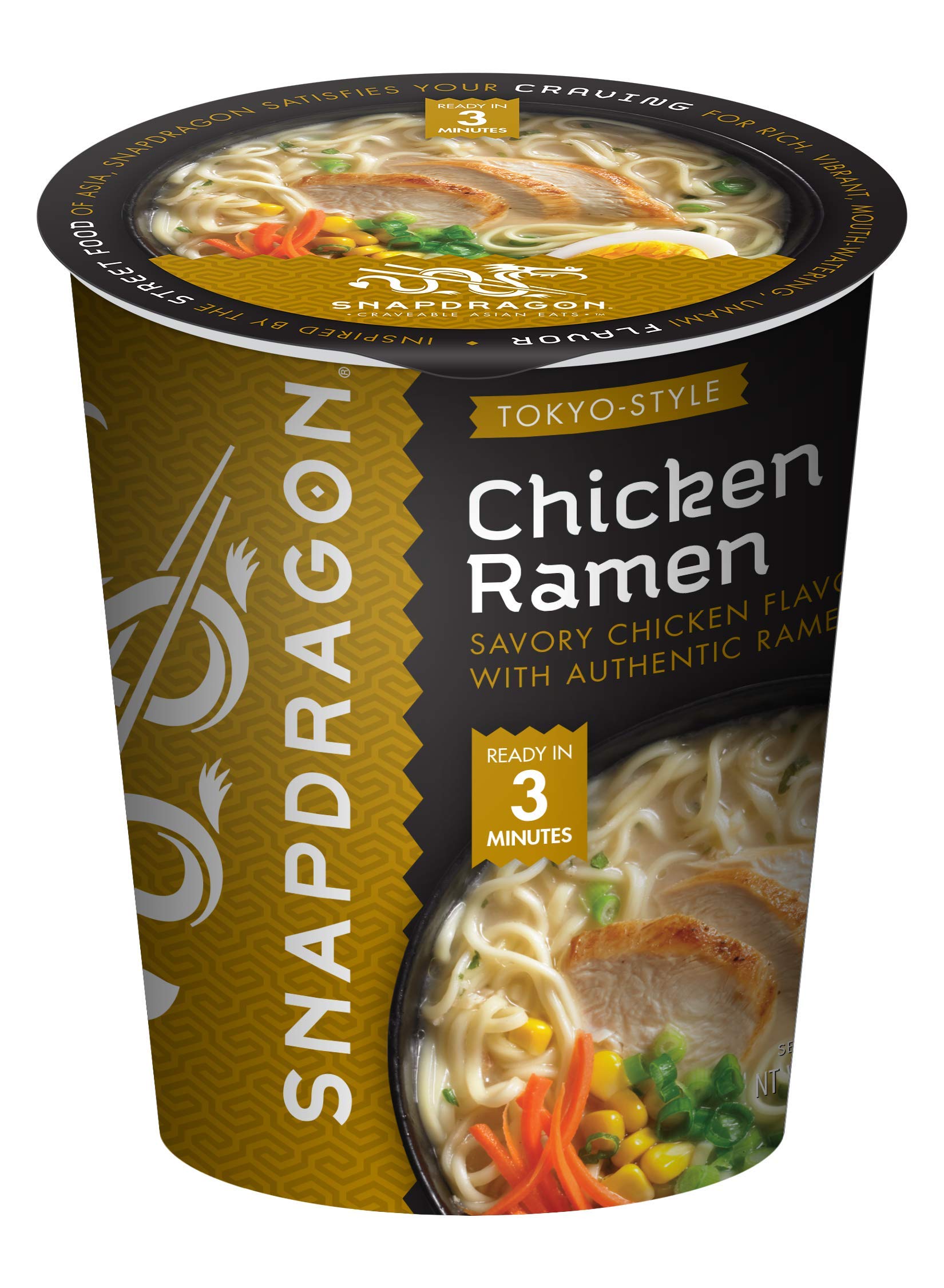 Product image of Snapdragon Tokyo-Style Chicken Ramen Cups Authentic Ramen Noodles Rich Chicken Broth 2.2 oz 2.2 oz Pack of 6