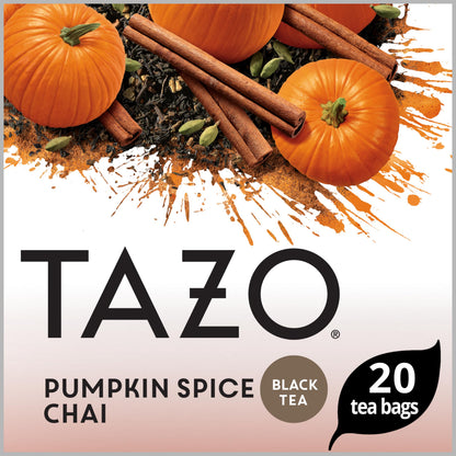 Product image of TAZO Pumpkin Spice Chai Black Tea Bags Moderate Caffeinated Tea 20 ct Tea Bags 20 Count