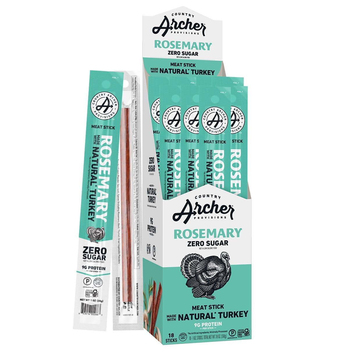 Product image of Country Archer Rosemary Turkey Jerky Sticks Gluten Free Keto Turkey All Natural 1 oz 18 ct 1 oz 18 Count