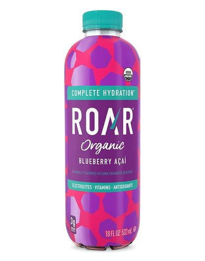 ROAR Organic Electrolyte Drink 8 Pack Low Sugar Coconut Water 4 Flavors Post Workout Hydration with Antioxidants B Vitamins