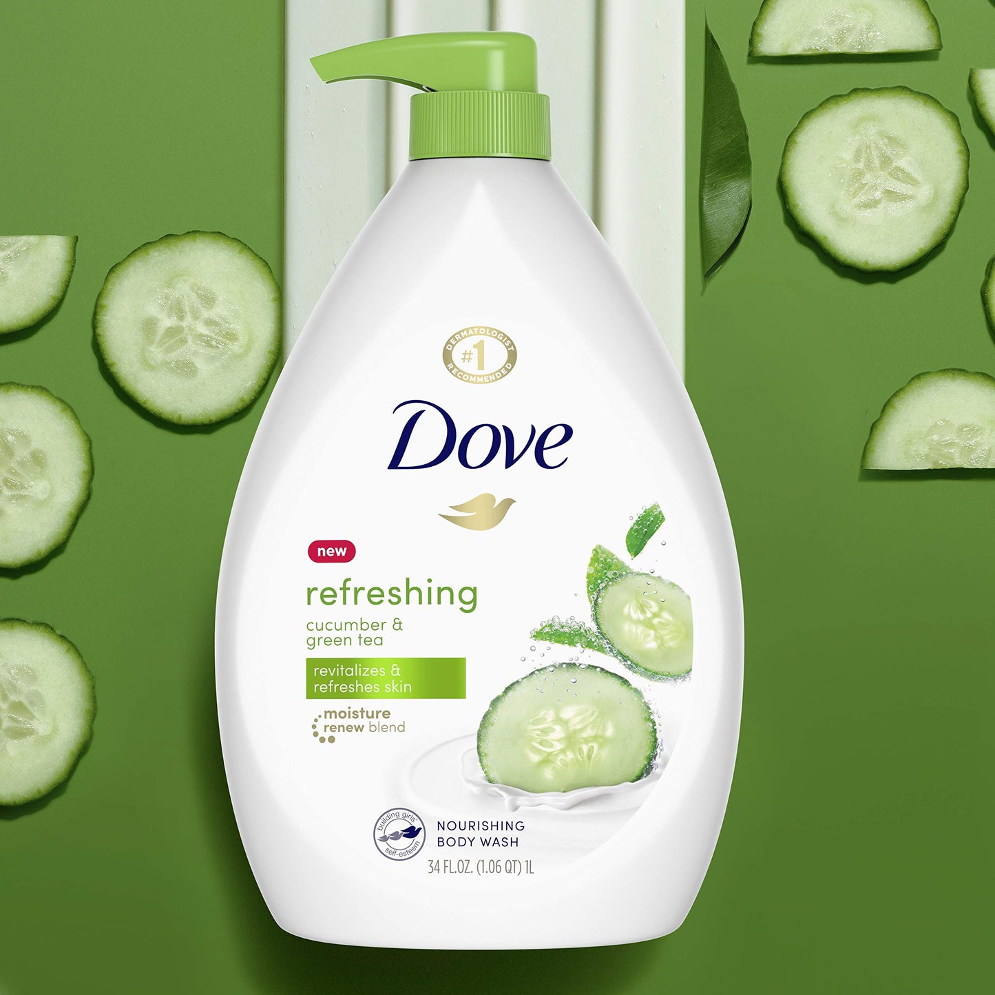 Product image of Dove Body Wash Cucumber and Green Tea Refreshing Pump Revitalizes and Refreshes Skin 34 fl oz 34 fl oz Pack