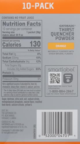 Product image of Gatorade G Powder Orange 1.23 oz 10 ct 1.23 oz 10 Count