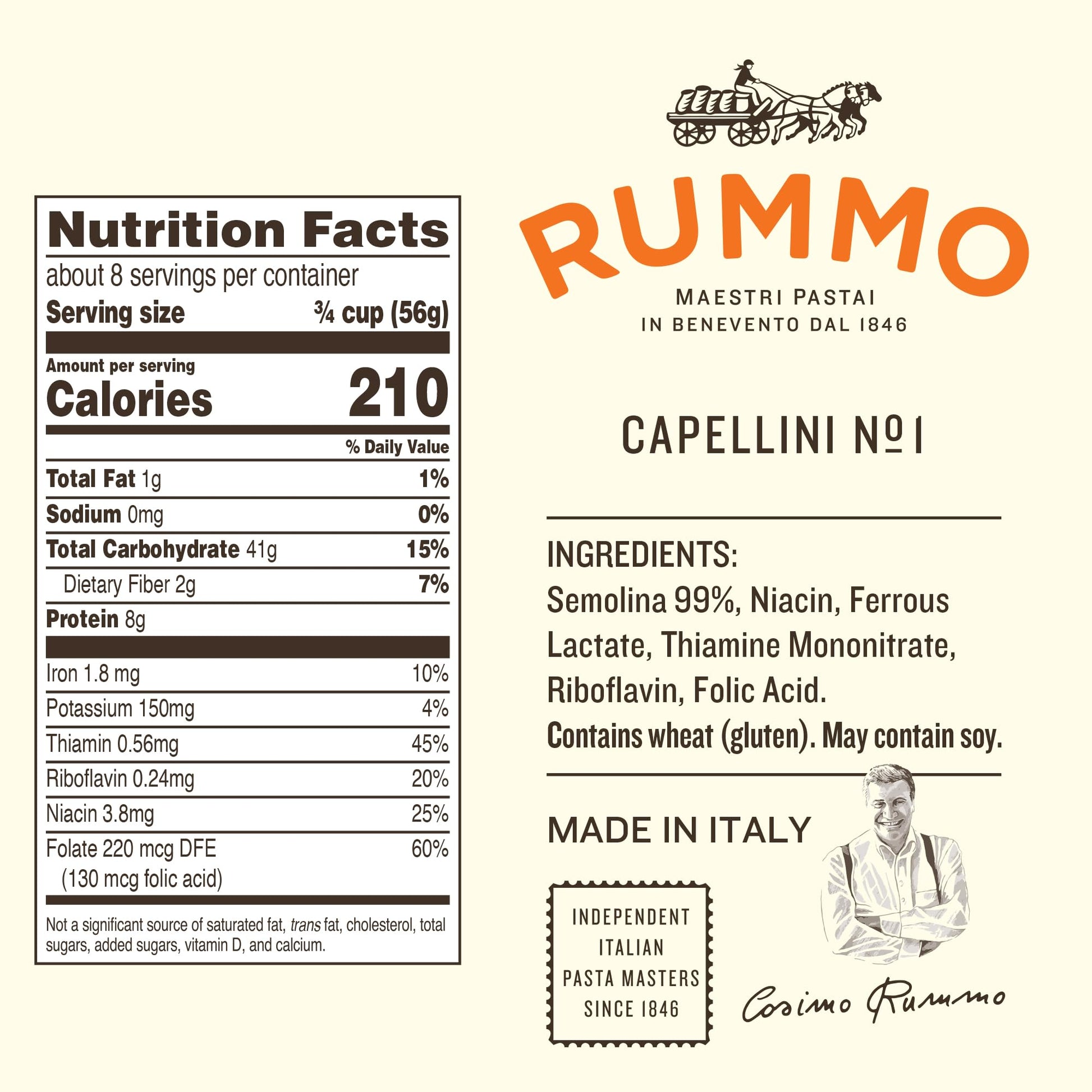 Product image of Rummo Angel Hair Pasta N.1 Dry Noodles Durum Wheat Thin Noodles 16 oz 16 oz Pack of 5