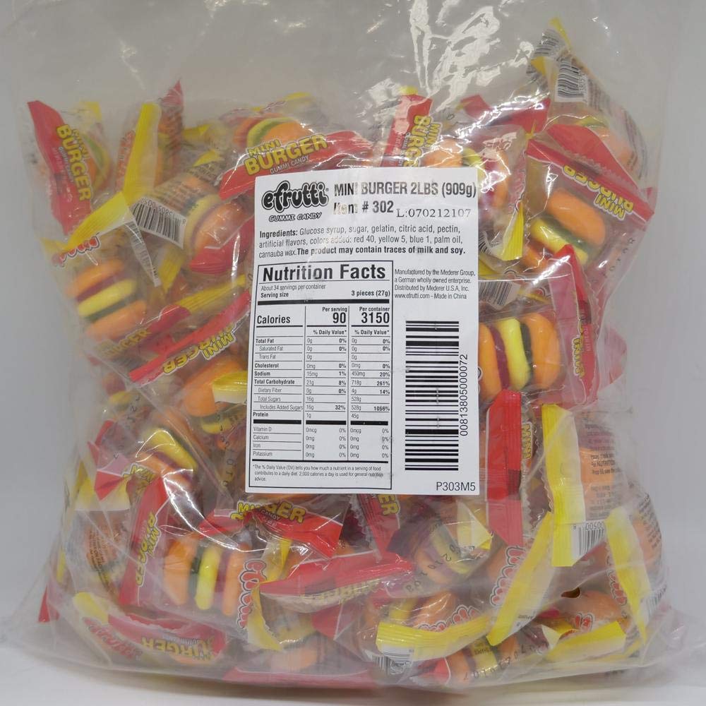 Product image of E.Frutti Mini Burger Gummy Candy Bulk Bag 2 lb