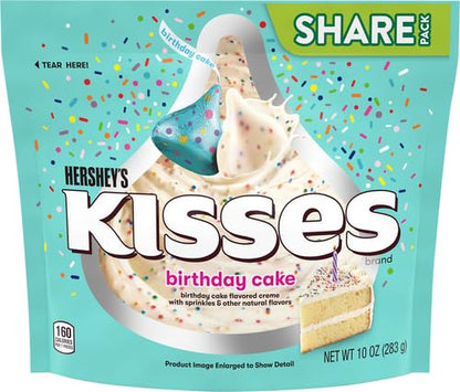 Product image of HERSHEY'S KISSES Birthday Cake Flavored Creme Sprinkles Candy Individually Wrapped Share Pack 10 oz 10 oz