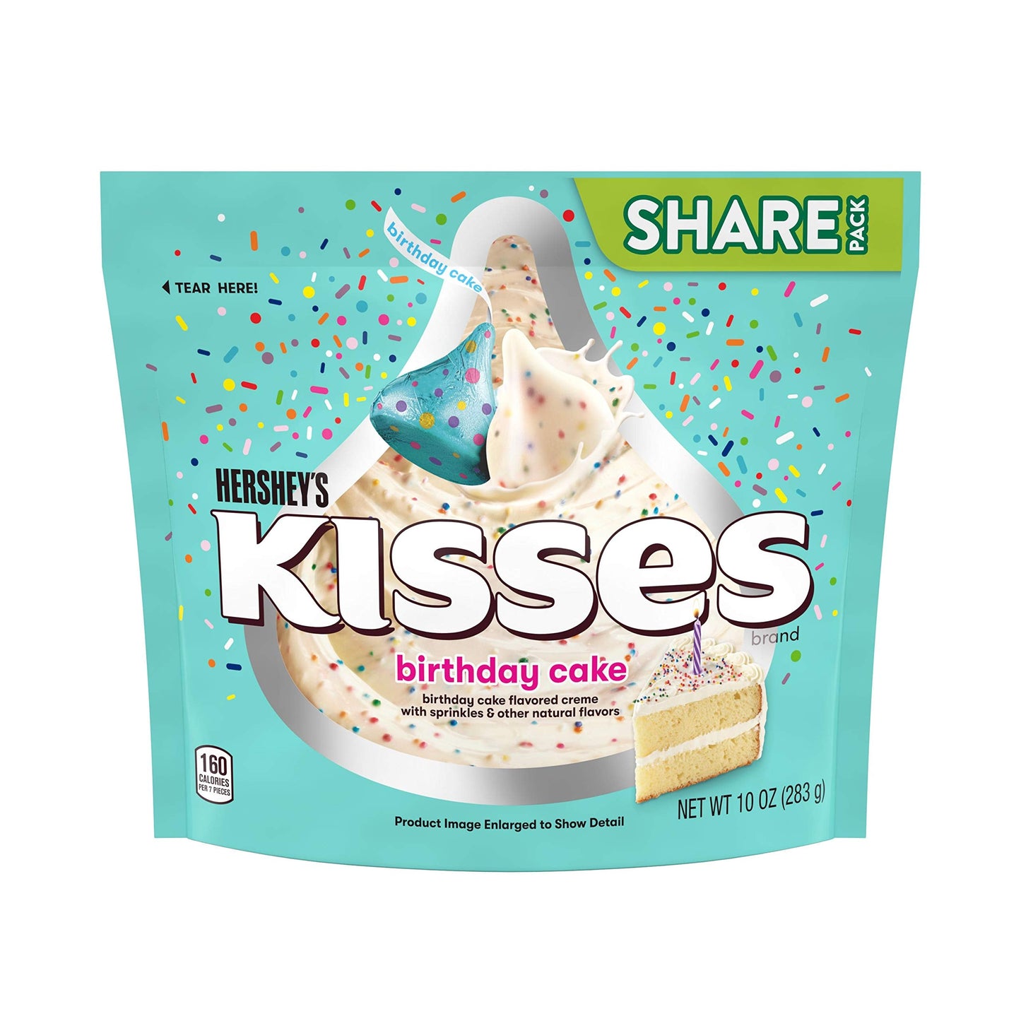 Product image of HERSHEY'S KISSES Birthday Cake Flavored Creme Sprinkles Candy Individually Wrapped Share Pack 10 oz 10 oz