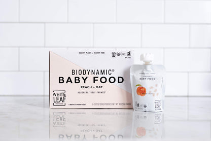 Product image of White Leaf Provisions Biodynamic and Organic Baby Food Peach + Oat Unsweetened Puree Squeezable Baby Food