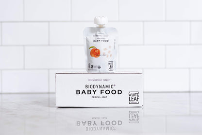 Product image of White Leaf Provisions Biodynamic and Organic Baby Food Peach + Oat Unsweetened Puree Squeezable Baby Food