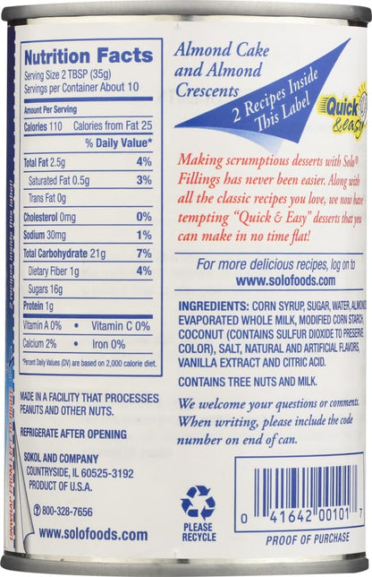 Product image of Solo Foods Almond Cake and Pastry Filling 12.5 oz 12.5 oz Pack of 6