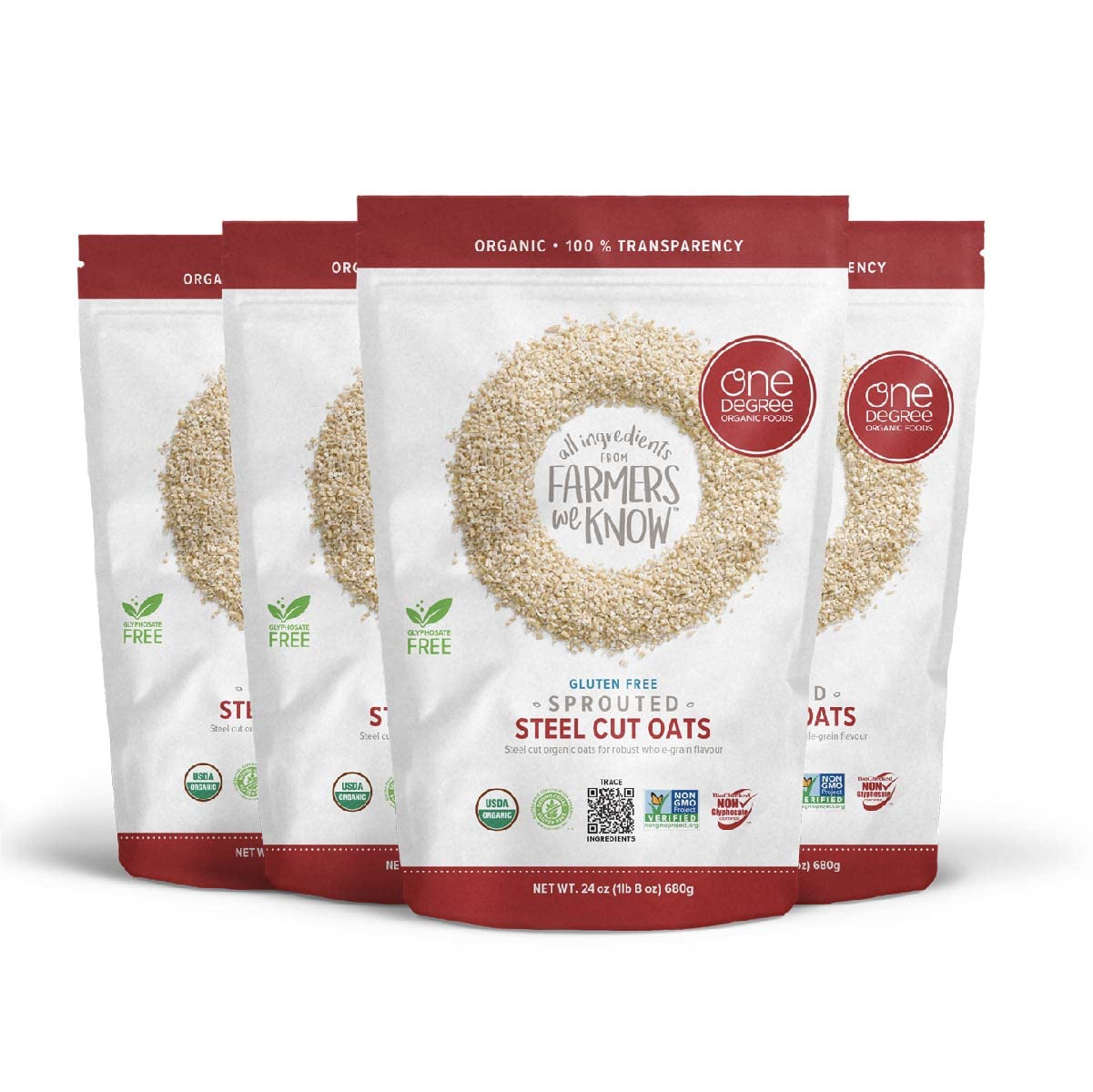 Product image of One Degree Organic Foods Sprouted Steel Cut Oats USDA Organic Non-GMO Gluten Free Oatmeal 24 oz 24 oz Pack