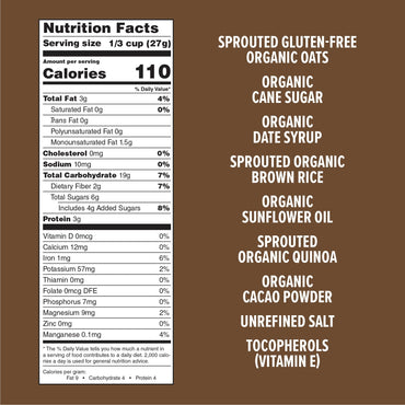 Product image of One Degree Organic Foods Sprouted Oat Quinoa Cacao Granola Gluten Free Vegan USDA Organic 11 oz 11 oz Pack