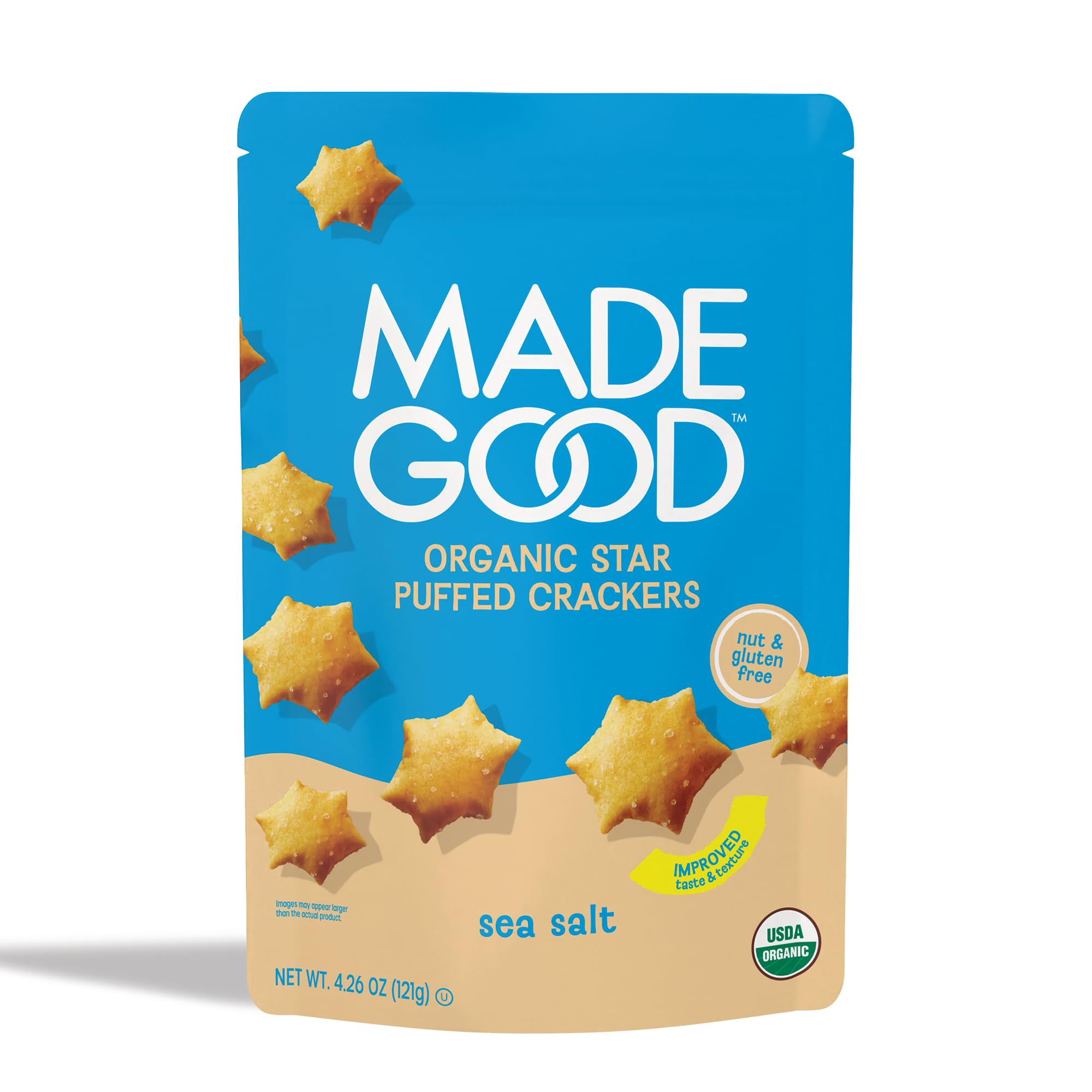 Product image of MadeGood Sea Salt Star Puffed Crackers Organic Snacks Pouch 4.26 oz 4.26 oz