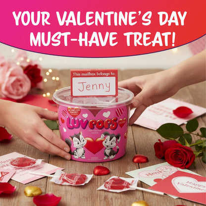 Product image of Adams and Brooks Inc. Luv Pops Heart-Shaped Lollipops Cherry Flavored Individually Wrapped Tub Valentine's