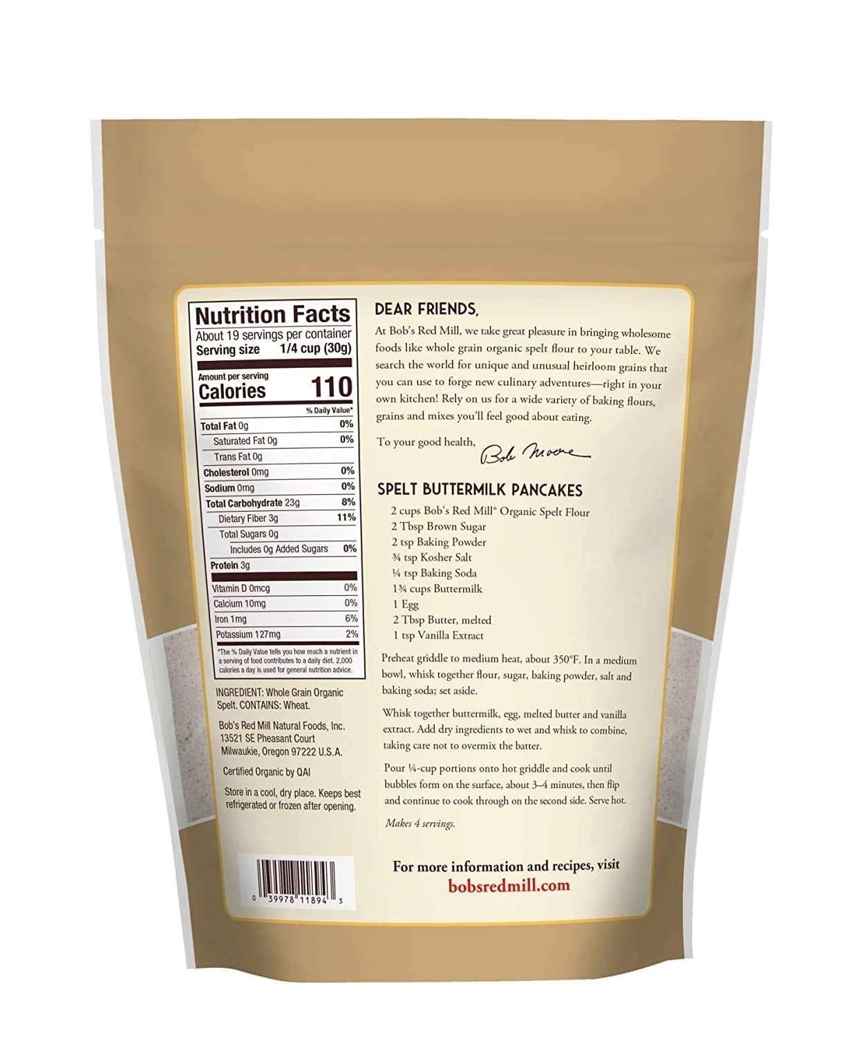 Product image of Bob's Red Mill Organic Spelt Flour 20 oz 20 oz Pack of 2