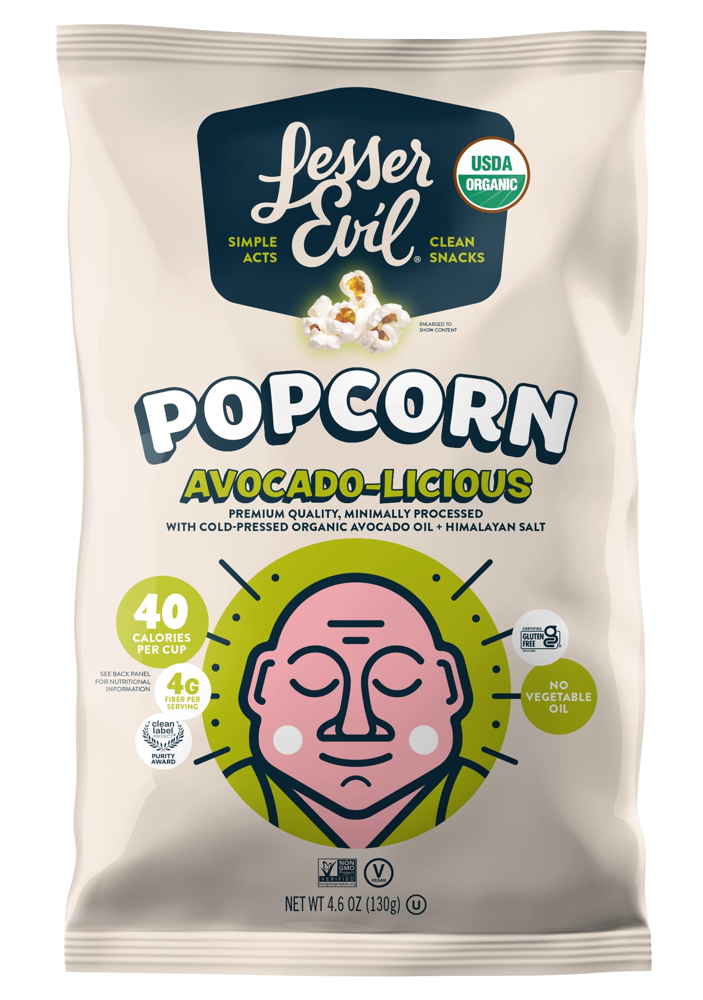 Product image of LesserEvil Avocado-licious Organic Popcorn Premium Quality Minimally Processed No Vegetable Oil Exclusive