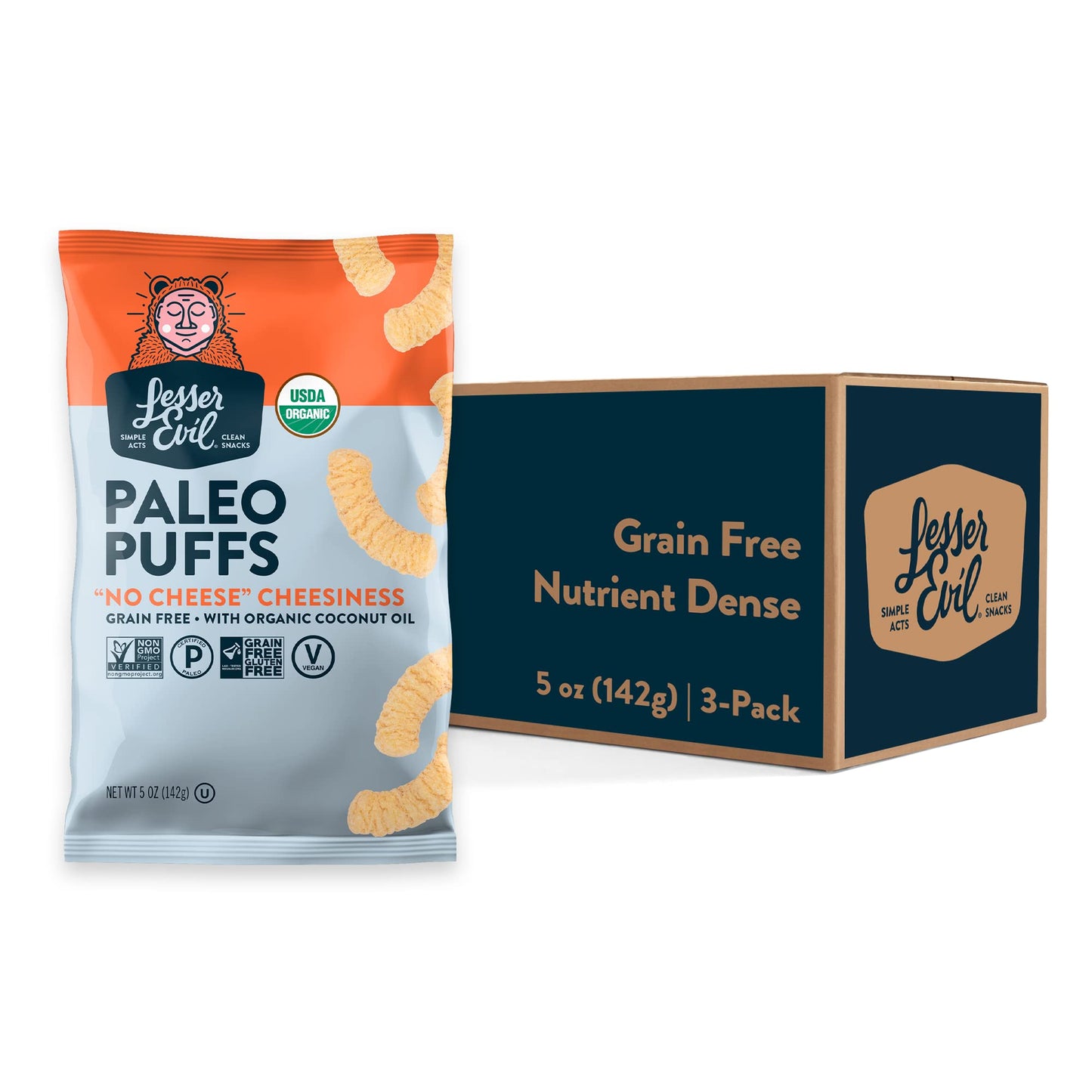 Product image of LesserEvil No Cheese Cheesiness Organic Paleo Puffs Grain Free Vegan Minimally Processed No Vegetable Oil 5