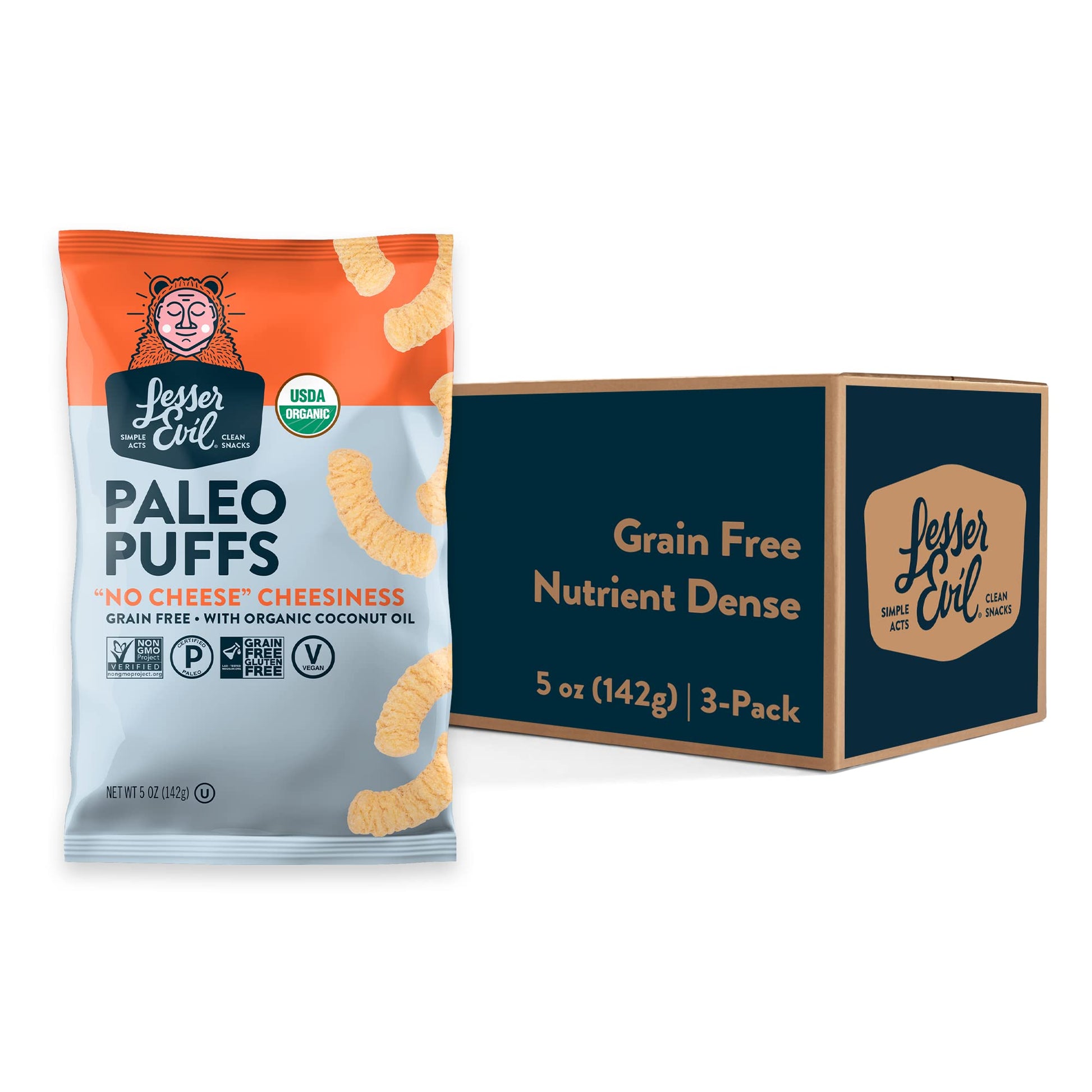Product image of LesserEvil No Cheese Cheesiness Organic Paleo Puffs Grain Free Vegan Minimally Processed No Vegetable Oil 5