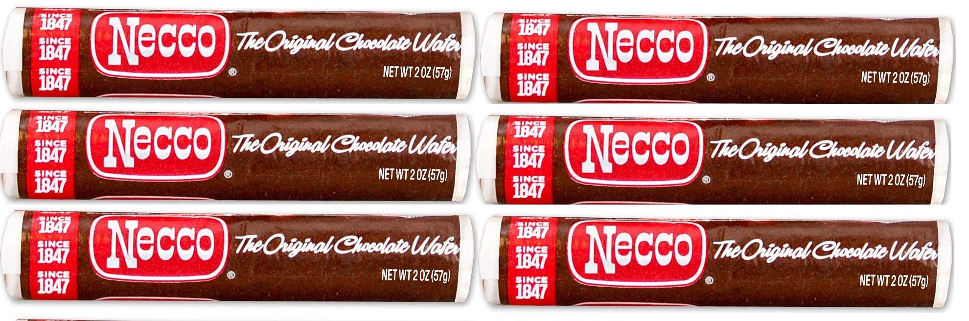 Product image of Necco Wafers Original Chocolate Flavored Hard Candy Rolls Bundle of 2.02 oz 2.02 oz Pack of 6