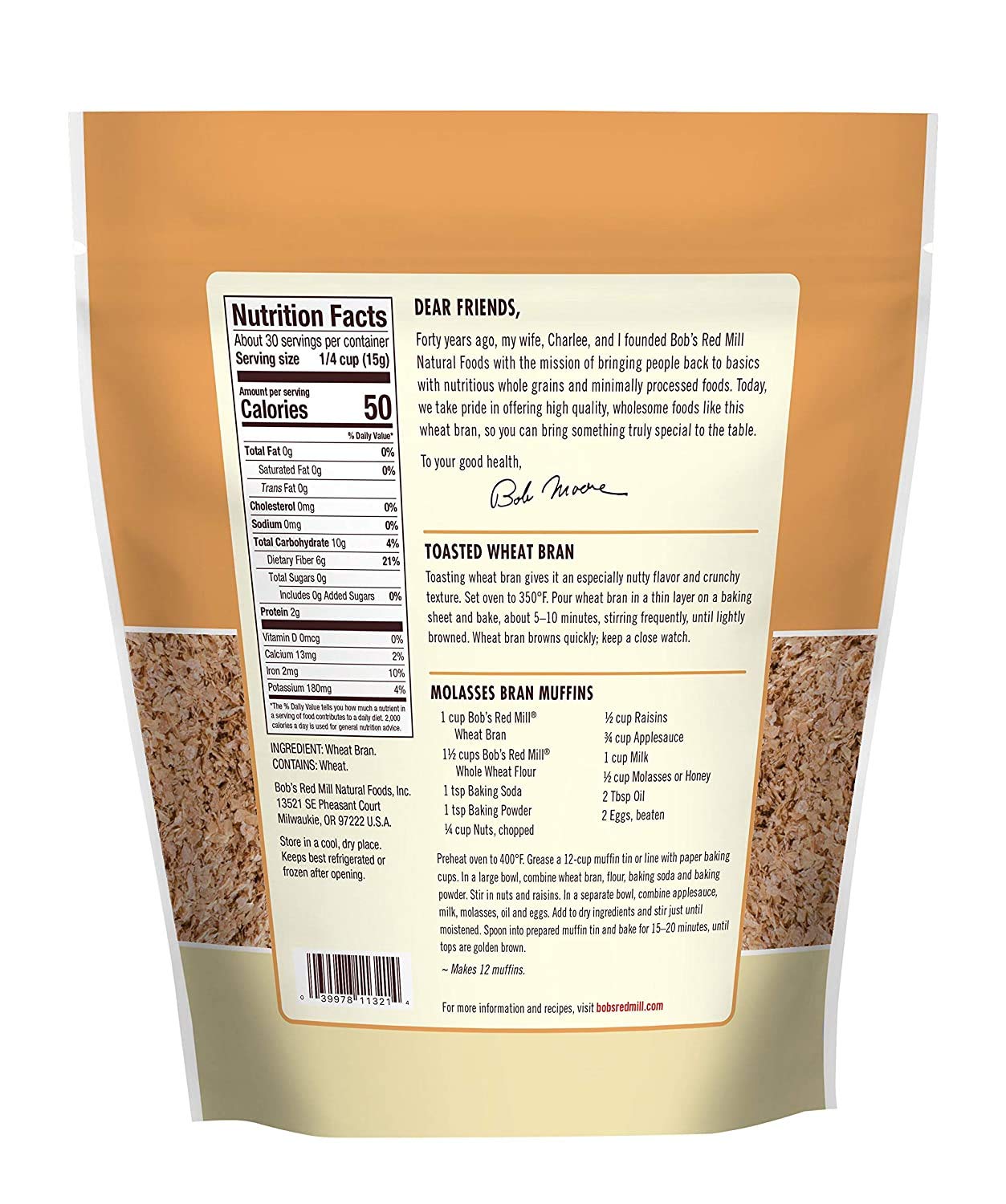 Product image of Bob's Red Mill High Fiber Wheat Bran 16 oz 16 oz Pack of 3