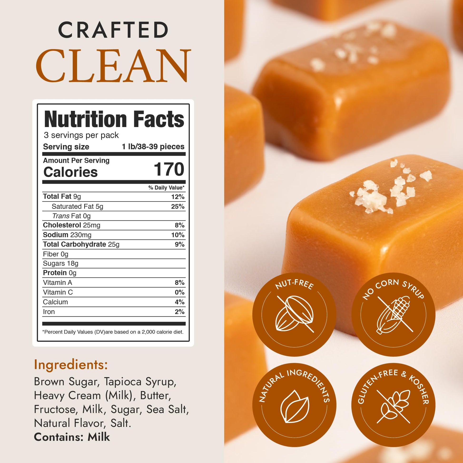 Product image of Béquet Caramel Celtic Sea Salt Caramel Gourmet Candy Individually Wrapped Kosher Gluten Free Made in