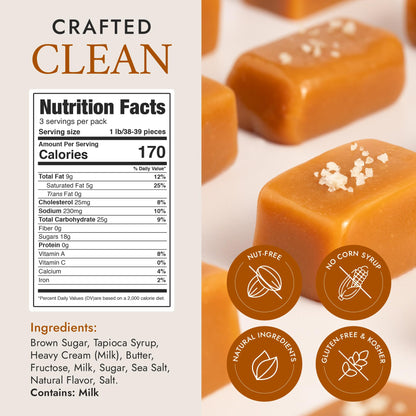 Product image of Béquet Caramel Celtic Sea Salt Caramel Gourmet Candy Individually Wrapped Kosher Gluten Free Made in