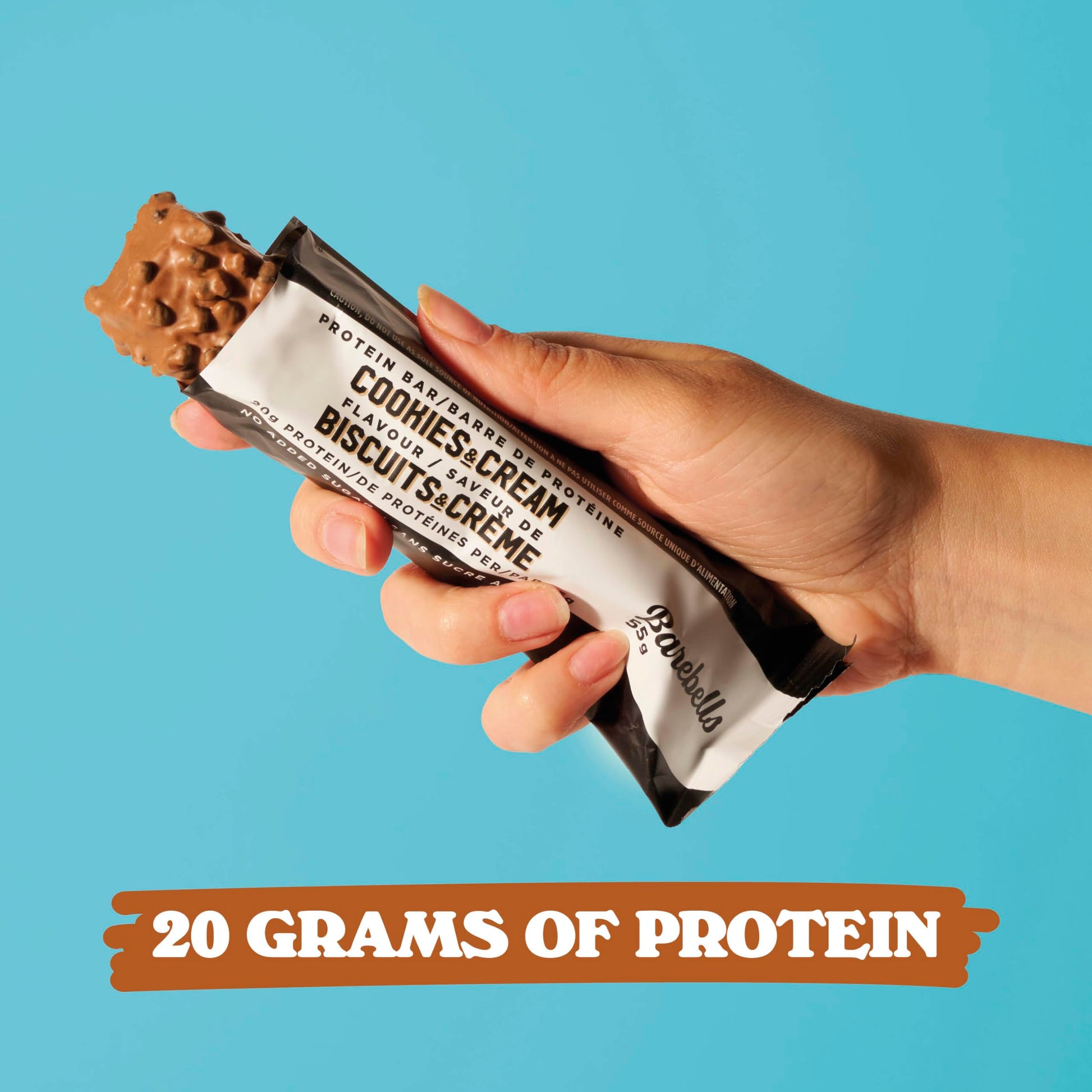 Product image of BAREBELLS Protein Bars Cookies and Cream Protein 1g Sugar Chocolate On-The-Go Snack and Breakfast Bars 0.71