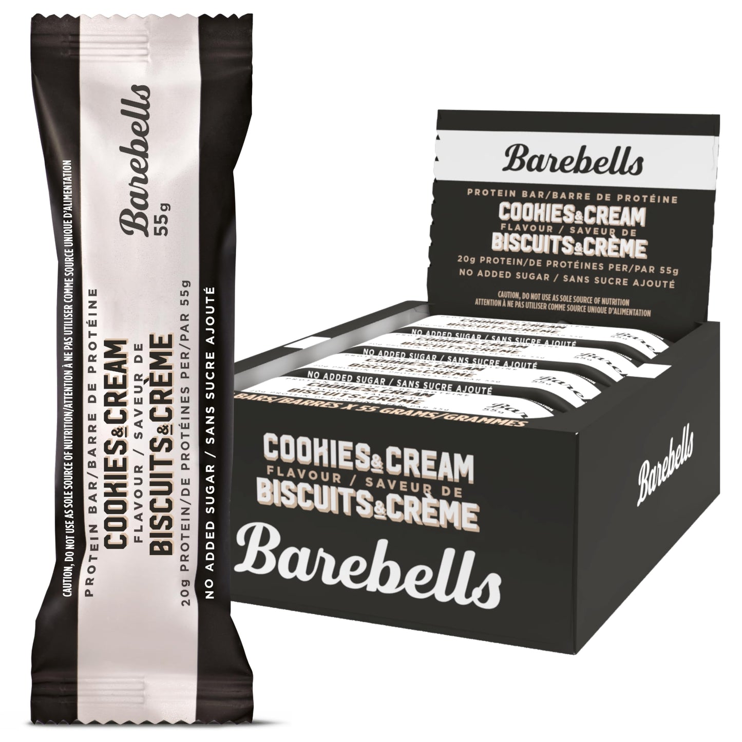 Product image of BAREBELLS Protein Bars Cookies and Cream Protein 1g Sugar Chocolate On-The-Go Snack and Breakfast Bars 0.71