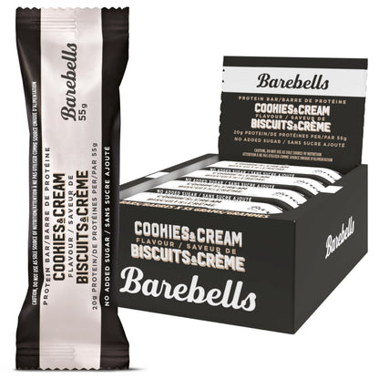 Product image of BAREBELLS Protein Bars Cookies and Cream Protein 1g Sugar Chocolate On-The-Go Snack and Breakfast Bars 0.71