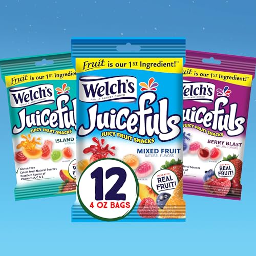 Welch's Juicefuls Variety Pack Juicy Fruit Snacks Gluten Free 12 Bags Perfect for Lunchboxes On The Go Treats